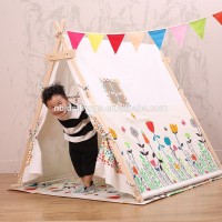 Active printing and dyeing 100% Handcraft cotton canvas kids playhouses kids playrooms Lace fabric Teepee tent