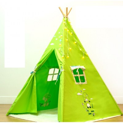 New children green embroidery tent kids play teepee tent