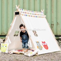 100% Handmade cotton canvas wood poles Kids play rooms Teepee Play Tent Owl